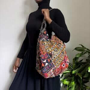 Vintage patchwork Artisan Boho/hippie Bag with Leather Trim